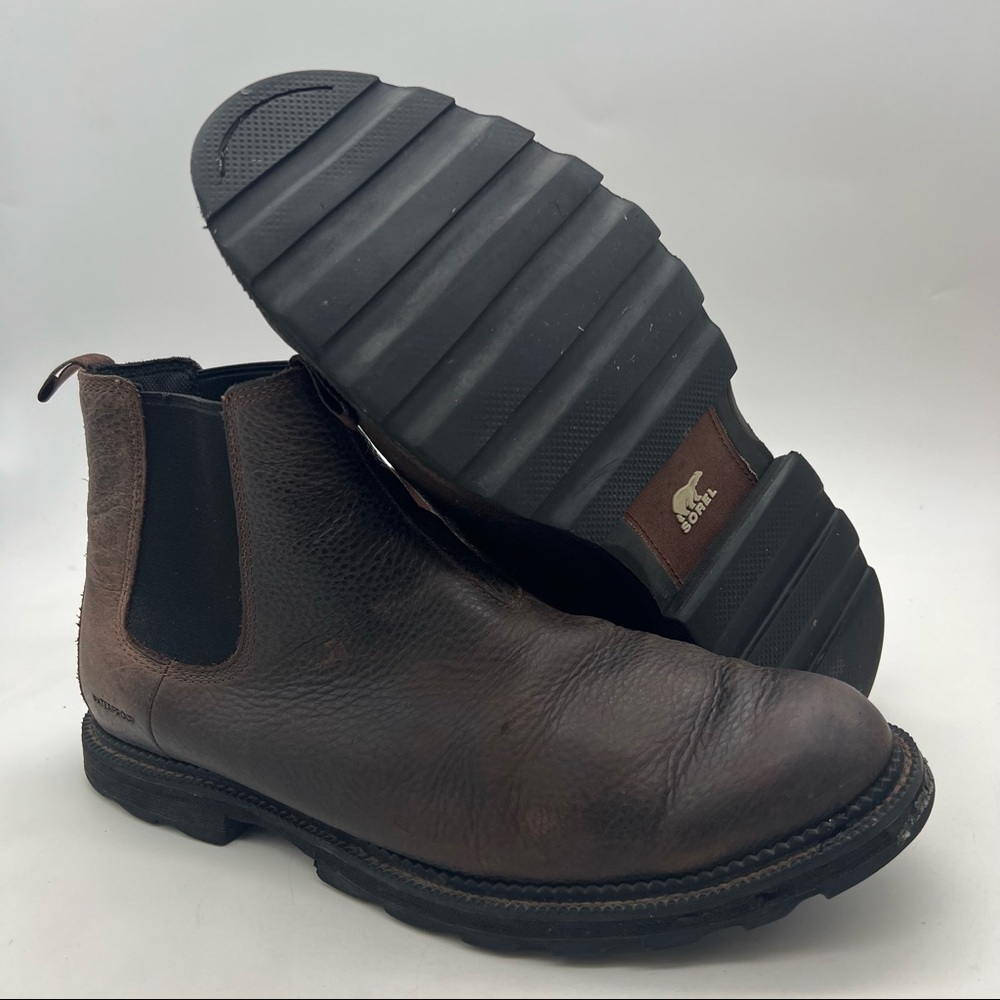 Sorel Madson Men’s 13 Chelsea Leather Ankle Boots Brown Waterproof NM3474-256.